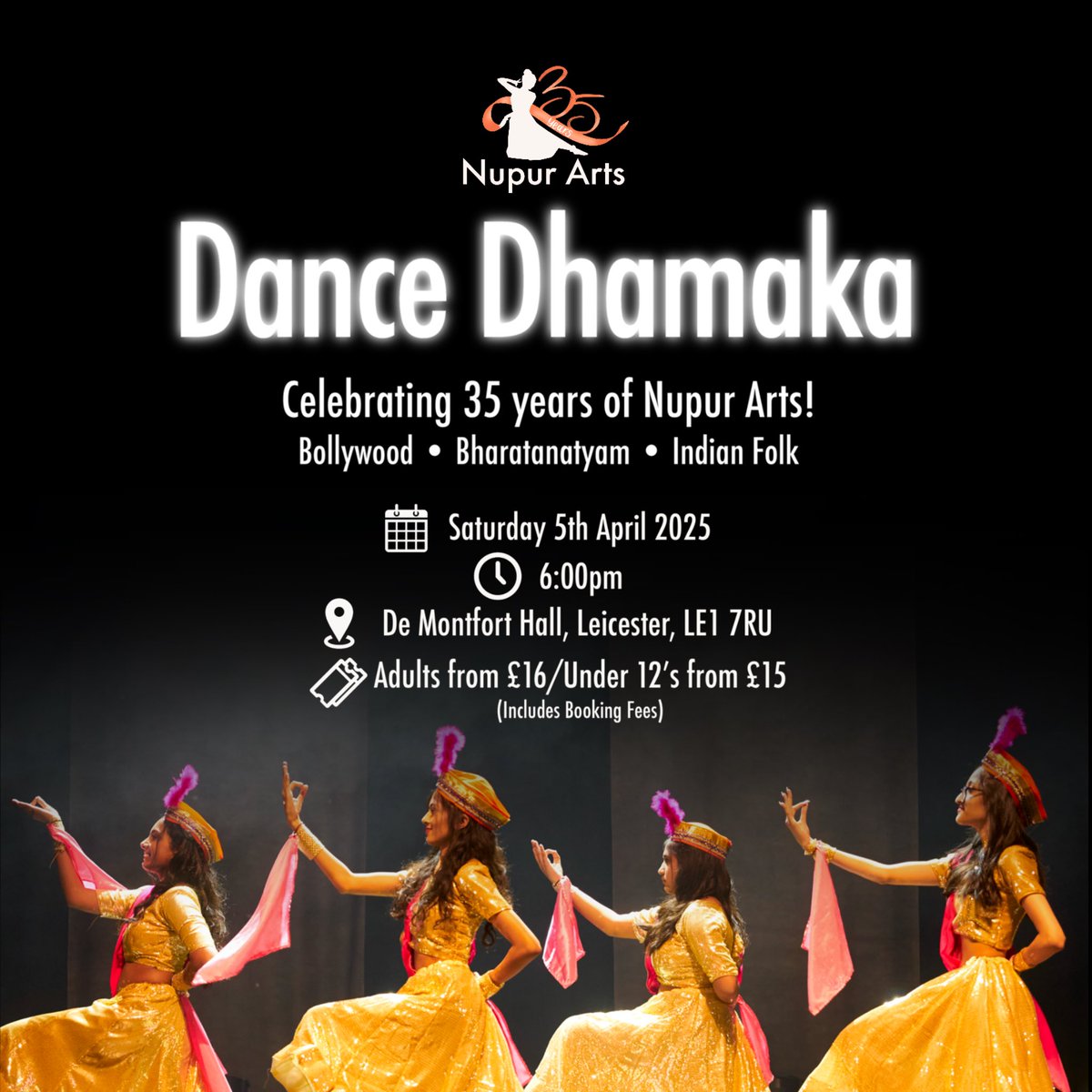 📣 NEW SHOW ALERT! 

Presenting DANCE DHAMAKA 2025 at <a href="/demontforthall/">De Montfort Hall</a> 🥳

Join us as we celebrate 35 years of Nupur Arts Dance Academy!✨
SAVE THE DATE- 05/04/25

🎟️ Tickets releasing THIS FRIDAY! Stay tuned! 👀
#nupur35 #nupurarts #dancedhamaka #dance #stage #theatre #leicester