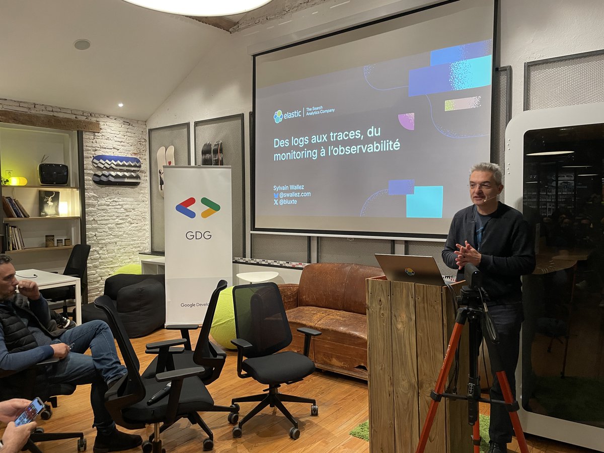 GDGToulouse's tweet image. On continue avec le second talk de la soirée avec @bluxte  de @elastic  avec &quot;Des logs aux traces, du monitoring à l&apos;observabilité avec OpenTelemetry&quot;

Un grand merci à @ZenikaIT de nous permettre d&apos;organiser cette soirée

@googledevgroups @SamirTechLab @jfaixo @kevinabrioux