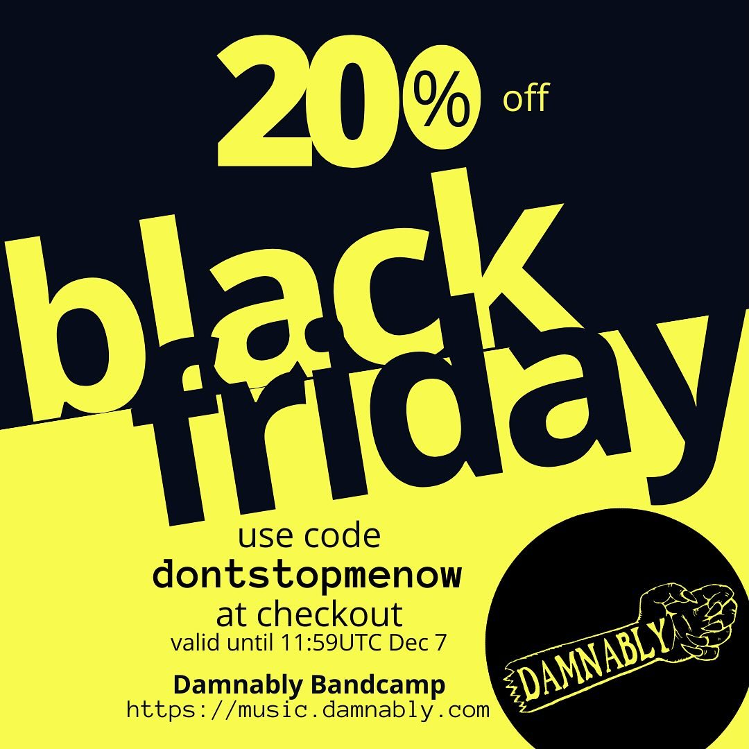damnably's tweet photo. 20% off anything on #damnably's bandcamp if you use the code ๐ฑ๐ผ๐ป๐๐๐๐ผ๐ฝ๐บ๐ฒ๐ป๐ผ๐ at checkout!
Valid from now until Dec 7.
https://t.co/PCPz79TBO8 #vinylwerewolf #WerewolfWednesday #BlackFriday #BandcampFriday https://t.co/O209cnPlFq