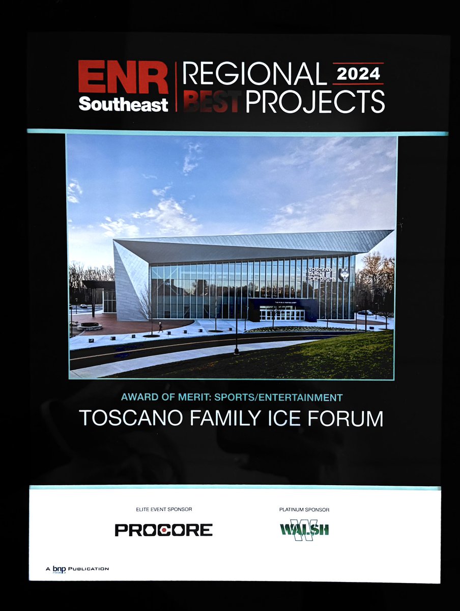 JCJ Architecture (@jcjarchitecture) on Twitter photo We were honored last week to receive an <a href="/ENRnews/">ENR</a> Regional Award of Merit for the Toscano Family Ice Forum. Congratulations to <a href="/UConnHuskies/">UConn Huskies</a>, Turner Construction and our entire team!
<a href="/UConnWHOC/">UConn Women's Hockey</a> <a href="/UConnMHOC/">UConn Men's Hockey</a> <a href="/UConn/">UConn</a> <a href="/turner_talk/">Turner Construction</a> We were honored last week to receive an <a href="/ENRnews/">ENR</a> Regional Award of Merit for the Toscano Family Ice Forum. Congratulations to <a href="/UConnHuskies/">UConn Huskies</a>, Turner Construction and our entire team!
<a href="/UConnWHOC/">UConn Women's Hockey</a> <a href="/UConnMHOC/">UConn Men's Hockey</a> <a href="/UConn/">UConn</a> <a href="/turner_talk/">Turner Construction</a>