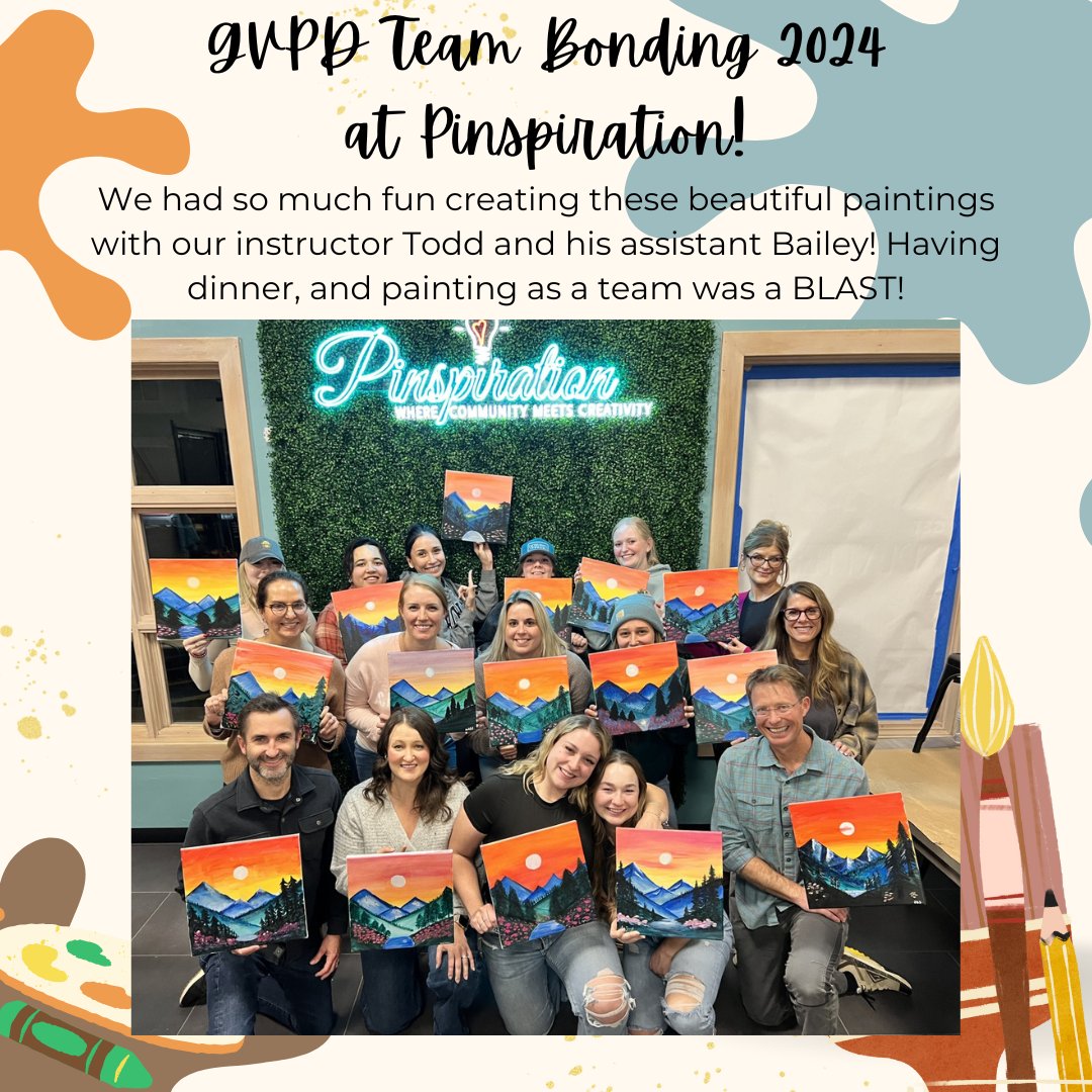 GVPDsmiles's tweet photo. For this years Team Bonding Event, we had dinner together and painted these beautiful pictures! 
Thank you to Dr. Joni, Dr. Justin, Dr. Joel and Brandi for putting all of this together 🥰

#gvpd #gvpdsmiles #gallatinvalley #pediatricdentist #bozeman #montana https://t.co/FNvijg6SPU