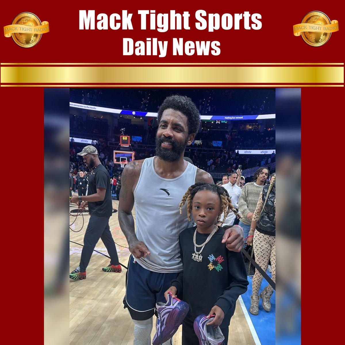 MackTightRadio's tweet image. #DallasMavericks’ #KyrieIrving gives #2Chainz’ son #Halo, his game worn sneakers after the game in #Atlanta 👀 - #MackTightRadio 📻 #Ready2LearnShow 🧐 [Watch #MackTightTV On #RokuTV ❌ #FireTV On Channel #MackTight ❌ LISTEN TO Mack Tight Radio on macktightentertainment.com]