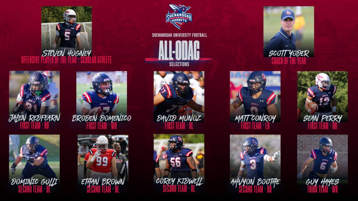 Congratulations to our ELEVEN @suhornetsfb All-ODAC Selections and THREE major awards!! 🏈

#GoSUHornets