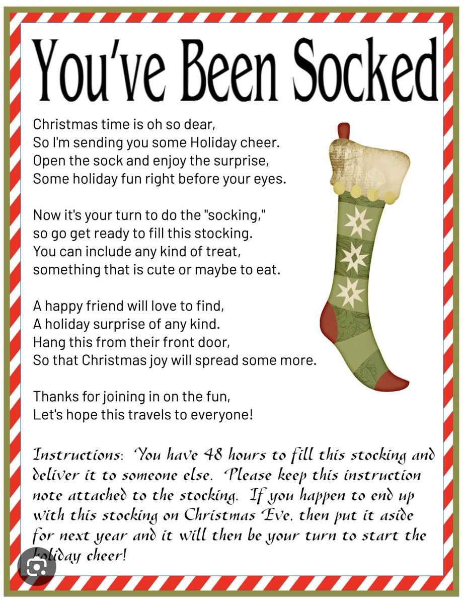 MrsTorguson's tweet photo. @sage_stage Sock ‘em. This always runs a alongside Secret Santa at our school. Much more subversive. Fun trying to figure out who got you! https://t.co/1aLmMgZiMg