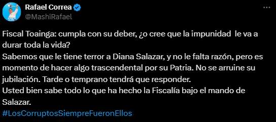 LiutSantiago21's tweet photo. Cuiden al Fiscal Wilson Toainga @PoliciaEcuador @DanielNoboaOk @Palencia3Monica @MinGobiernoEc @FiscaliaEcuador

La amenaza está dada. 
Incluso lo advierte con "arruinar su jubilación" https://t.co/8YmhLSx8Rn