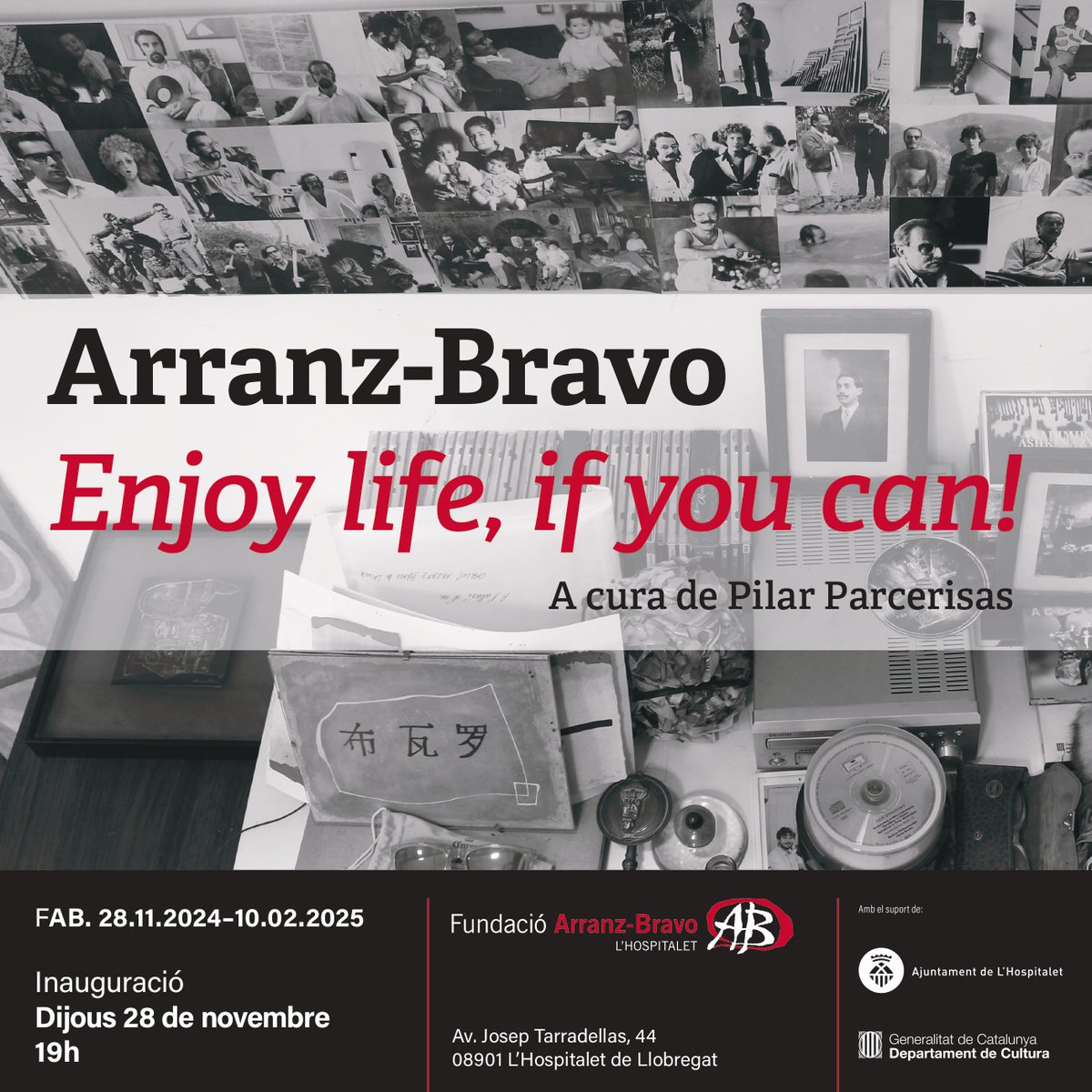 🎨✨ Enjoy Life, if you can!✨🎨  
Us convidem la nova expo d'Eduard Arranz-Bravo, comissariada per Pilar Parcerisas!

📅 Us esperem dijous 28-11 a les 19:00 h  🍻

#ArtContemporani #ArranzBravo #CulturaLHospitalet