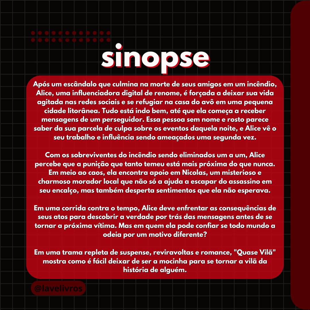 dontsmils's tweet photo. leria o livro pela sinopse?

Quase Vilã chega em breve na Amazon ! https://t.co/6cUdCFooH4