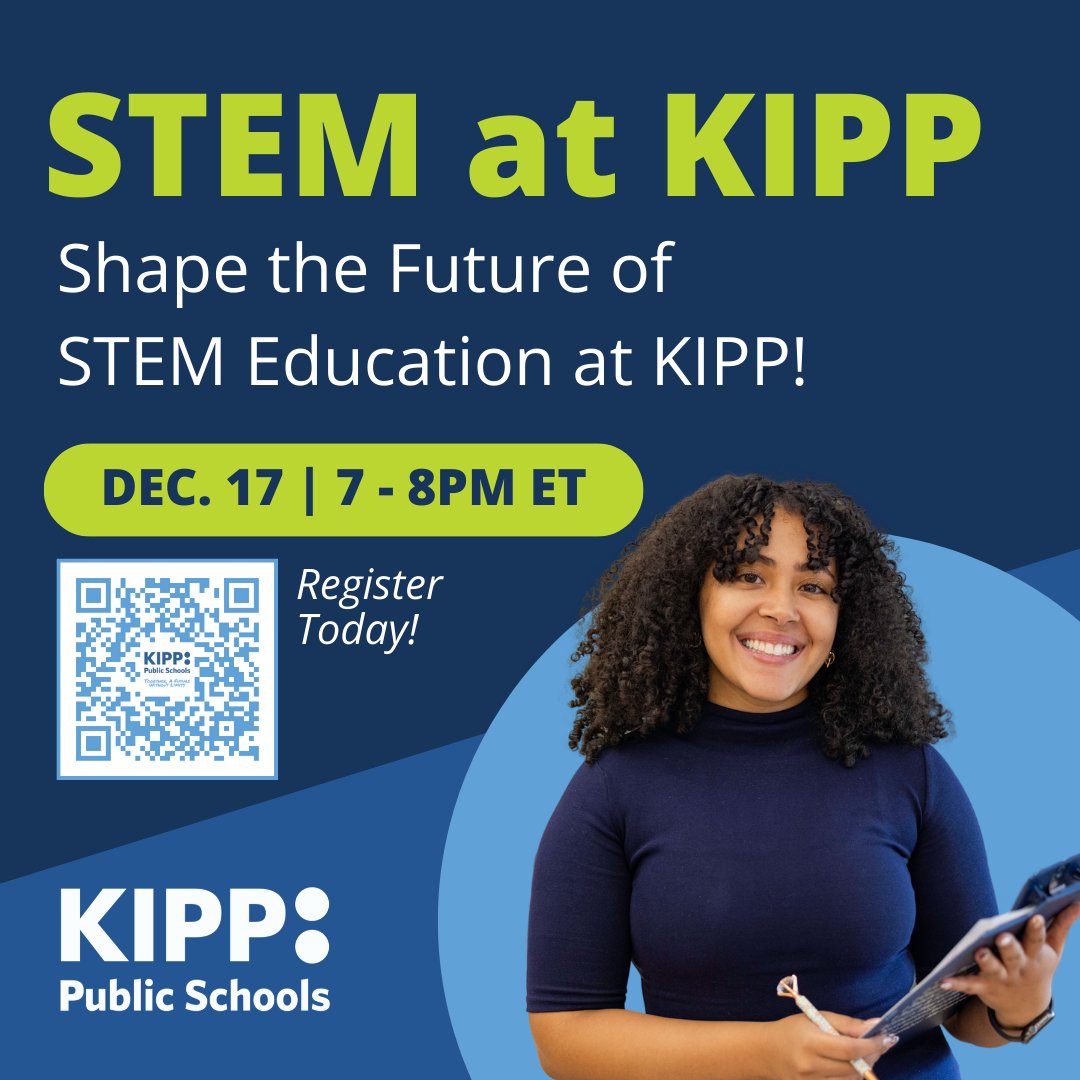KIPP's tweet image. On Dec 17, we’re inviting aspiring and experienced STEM educators to an exclusive recruitment event! 🌟📐 

Learn about STEM opportunities at KIPP. Register today! hubs.ly/Q02Zf0kT0 #KIPP #STEMatKIPP