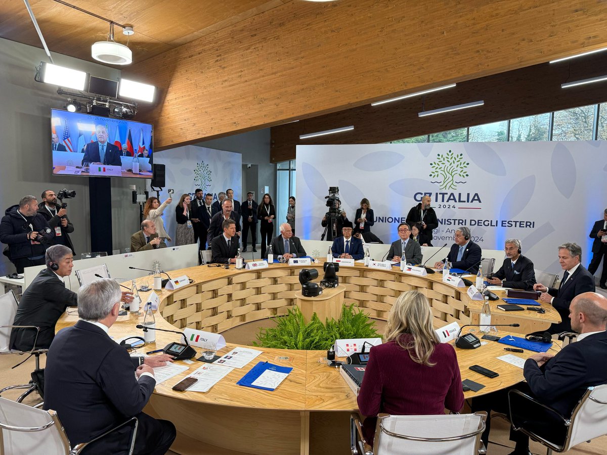 DrSJaishankar's tweet photo. Pleased  to attend the G7 FMM Outreach Session with Indo-Pacific partners today in Fiuggi. Thank FM @Antonio_Tajani of Italy for the welcome and hospitality. 

Noted that the Indo-Pacific is experiencing significant changes including new convergences & partnerships as well as anxieties, frictions & stresses. 

The evolution of Quad has been a notable development and the Indo-Pacific landscape today creates a compelling argument for a wider collaborative approach.

Highlighted six key responses required in the Indo-Pacific region:

1️⃣ More collaborations in areas like maritime, semiconductors, supply chains, etc.

2️⃣ More resources, both to support greater activities and projects as well as to avoid bad borrowing and unsustainable debt. 
 
3️⃣ More capacities in fields like governance, health, technology, disaster resilience and natural resource management.
 
4️⃣ More inter-operability and burden sharing to service the global commons and contribute to global good. 
 
5️⃣ Respect for international law as well as for mutuality of benefits.
 
6️⃣ More options so that Indo-Pacific policy makers are able to make the right choices.

In an era of collaborative endeavours, the Indo-Pacific will require practical solutions, nimble diplomacy, greater adjustment and more open conversations. The G7 can be one such partner.