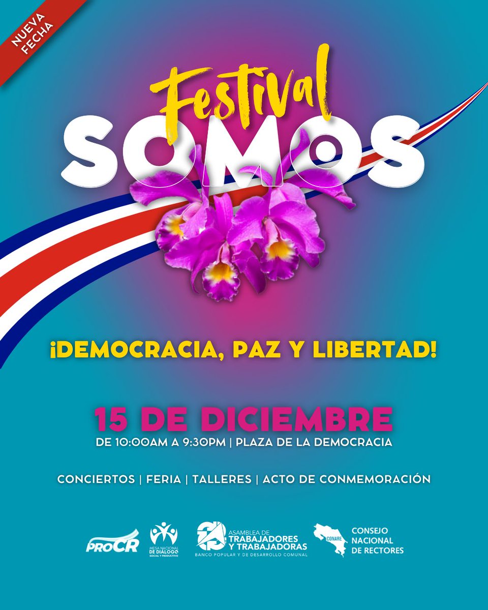 ¡Te invitamos al Festival Somos!

Nuestro lineup:

-Malpaís
- Melena “Cuenta la Marimba”
- Son de Tikizia
- ⁠Coro Música Dorada, Escuela de Música de Goicochea
- ⁠Banda Autónoma  de Hatillo
- Carly Lö
- Maldito DeLorean   
- Los Hicsos

¡No te lo pierdas!
