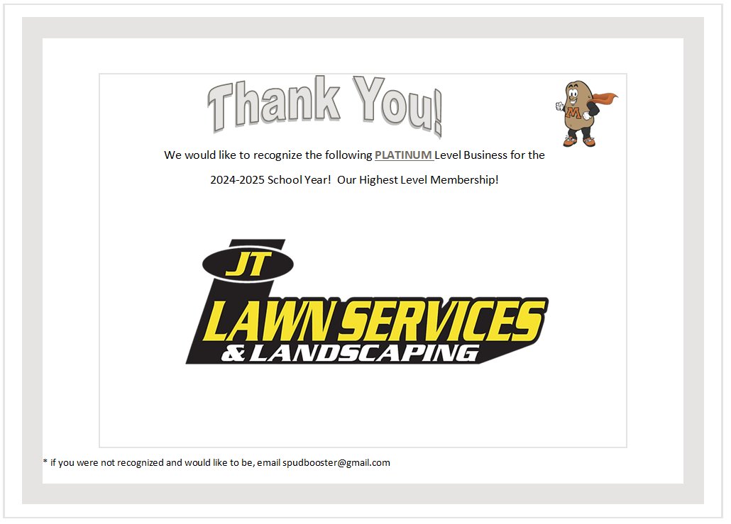 BoostersSpuds's tweet photo. Our Highest Level Membership, Thank you so much for supporting Moorhead Activities! https://t.co/HydhCijs6W