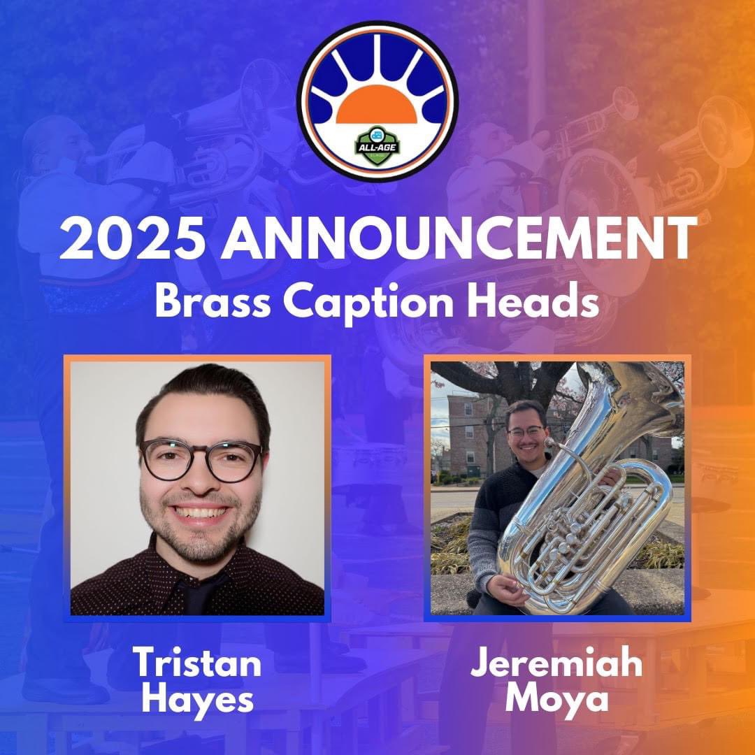 Please join us in our excitement as we bring Tristan and Jeremiah on board in a combined role of co-caption heads for brass.

OPEN HOUSE: 
SATURDAY, NOVEMBER 30th  - 9AM 
(check in 8:30)-5PM

Register here: 
form.jotform.com/243035797173058

#dci2025