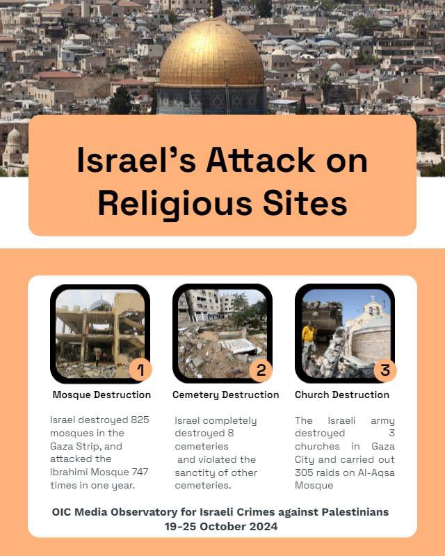 Weekly Report of the Media Observatory of the Organization of Islamic Cooperation on Israeli Crimes against the Palestinians
19-25 November 2024

- Israeli Occupation Forces Demolish a Mosque, Close the Ibrahimi Mosque, and Continue Intrusions into Al-Aqsa
 
- Israeli Bombing
