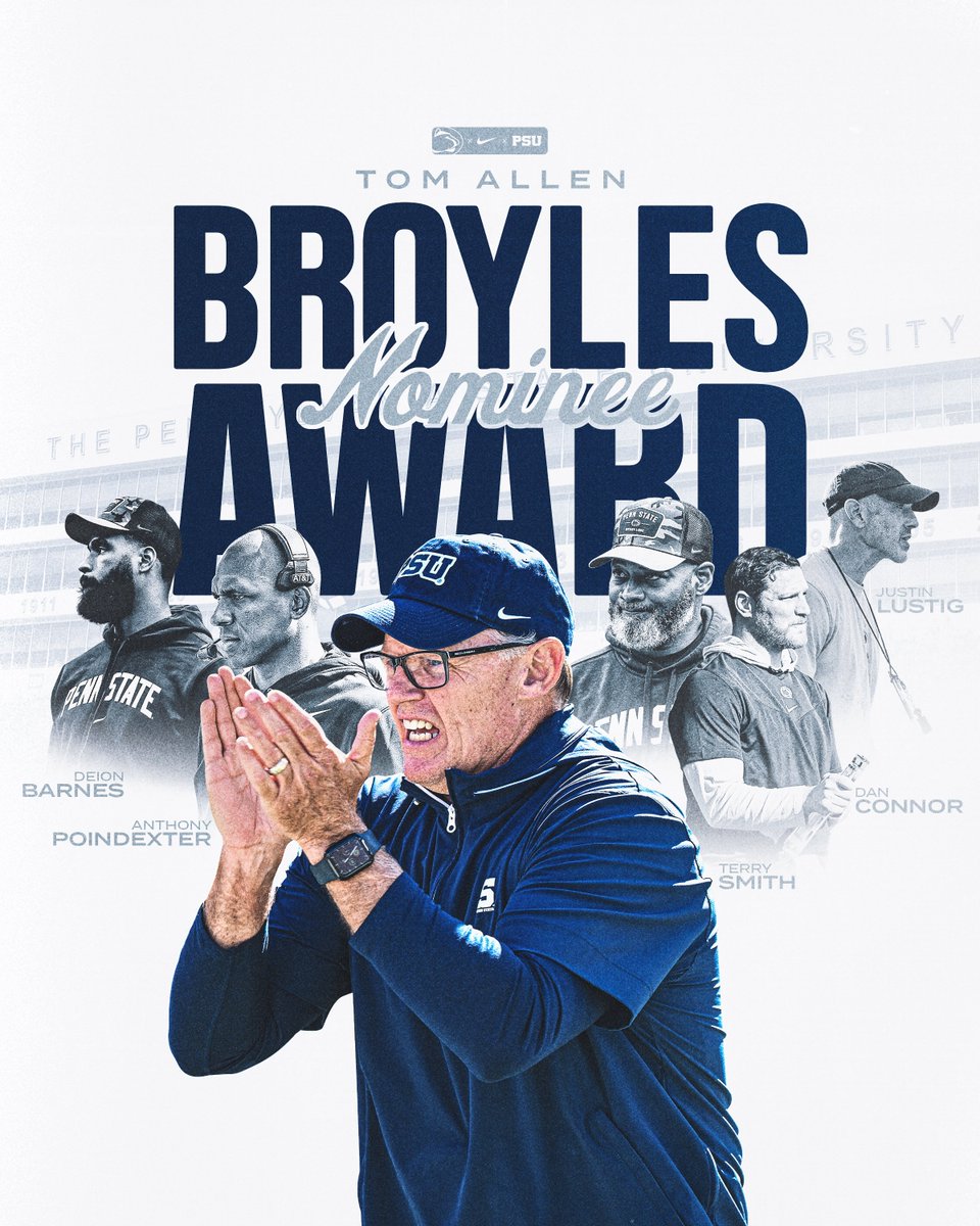 PennStateFball's tweet photo. Coach Allen is a @BroylesAward Nominee for Best Assistant Coach in College Football 🏆

#WeAre x @CoachAllenPSU https://t.co/P07bP2sbVU