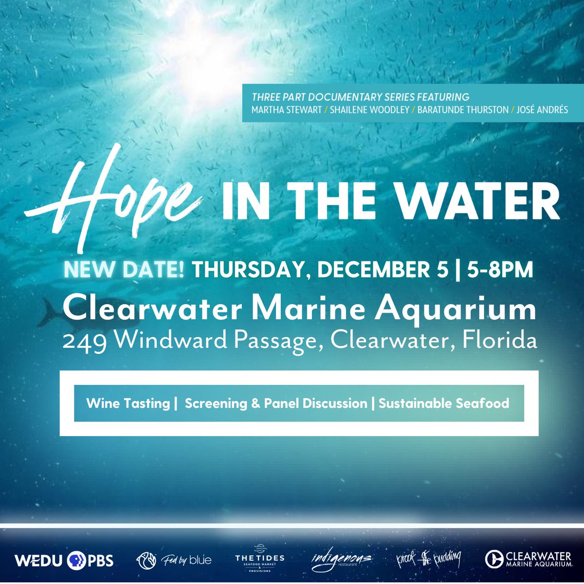 Fed by Blue (@fedbyblue) on Twitter photo Join us at the <a href="/CMAquarium/">Clearwater Aquarium</a> in Clearwater, Florida for a special screening & reception to celebrate ππππ ππ πππ ππΌπππ.Β
There'll also be a panel discussion & tasting featuring responsibly sourced seafood & wine!Β
Details & tickets β‘οΈ bit.ly/3MYoKq9 Join us at the <a href="/CMAquarium/">Clearwater Aquarium</a> in Clearwater, Florida for a special screening & reception to celebrate ππππ ππ πππ ππΌπππ.Β
There'll also be a panel discussion & tasting featuring responsibly sourced seafood & wine!Β
Details & tickets β‘οΈ bit.ly/3MYoKq9