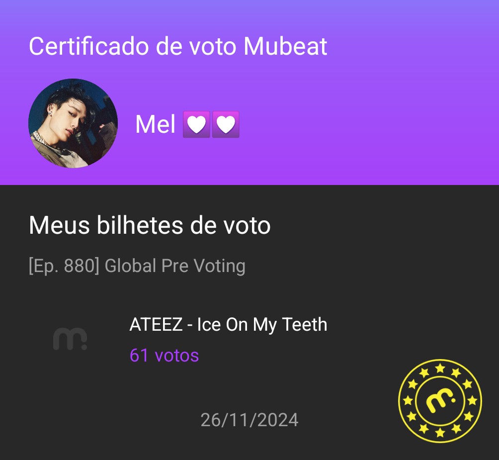SuhzSS8's tweet photo. @ateezuado Queria vota no allchart mas aquela porcaria segue dando erro, adm 😔
#TimeDive ❄️
#ATEEZ #에이티즈
#GOLDENHOUR #GOLDENHOUR_Part2 #IceOnMyTeeth https://t.co/Pmb4XGbMcn