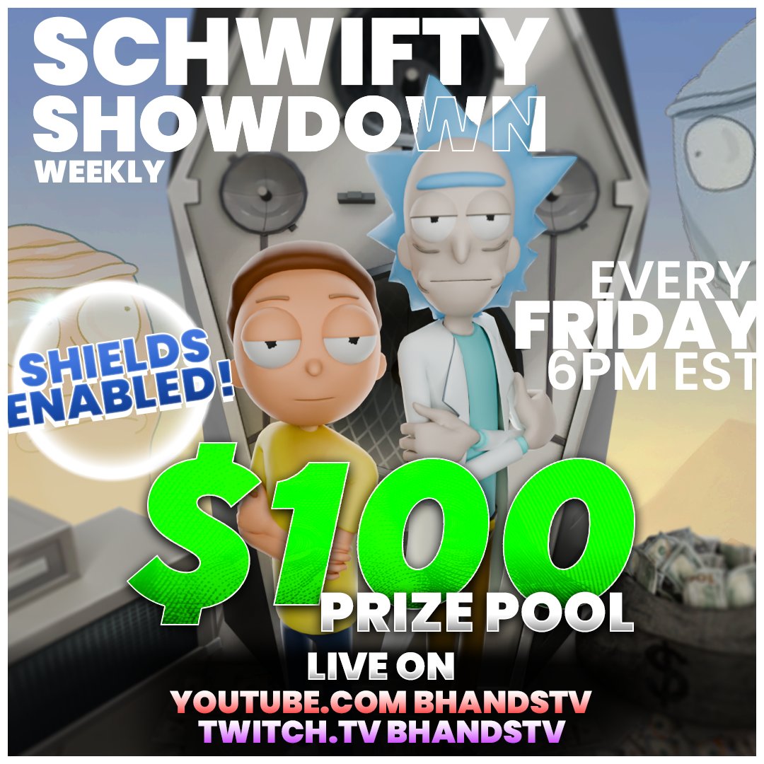 I loved the last Schwifty Showdown so much that I decided to continue hosting every Friday at 6pm est. Shields will also be turned on for every tournament going forward! Go signup now! start.gg/tournament/sch…