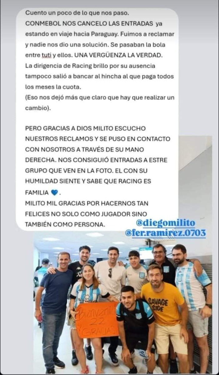 Jeroakd12's tweet photo. Como explicas q despues de estar todo el dia en las oficinas de Tuti reclamando por la cancelacion  de entradas, te llamen a la noche y te digan q Milito escucho lo que me habia pasado por radio la red y me iba a regalar la entrada a mi y 5 personas mas? Gracias Idolo!! #RACING https://t.co/DExhOh3LJT