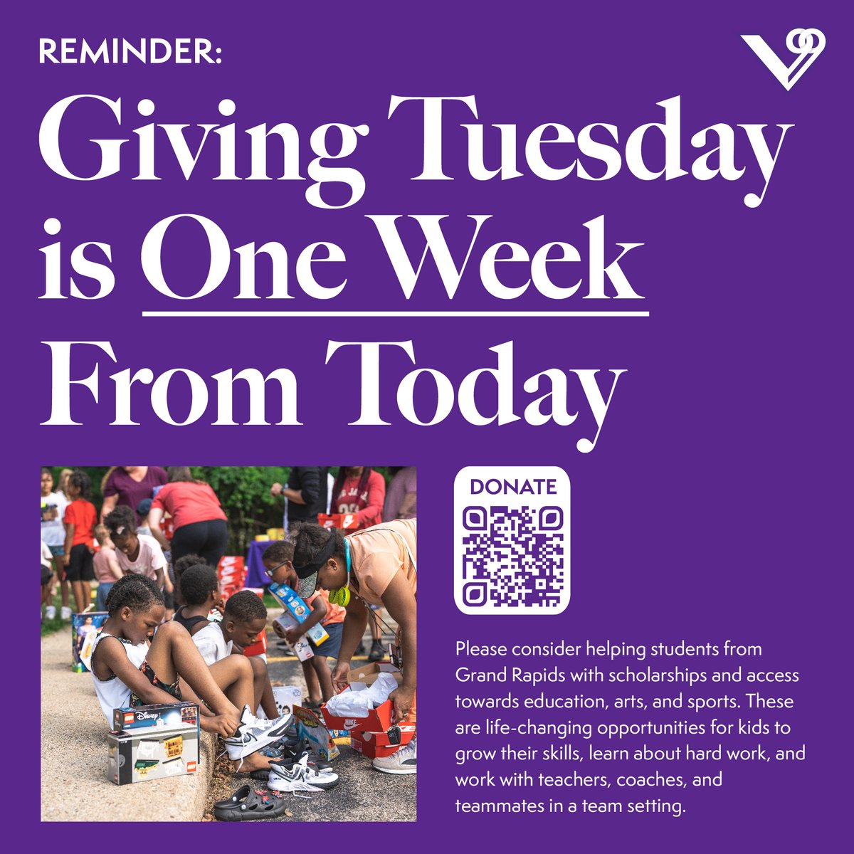 Giving Tuesday is one week away! Please consider a donation supporting our many Champions with access to education, arts, and sports!