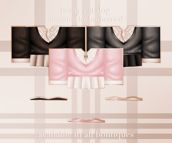 New designs available in my group "Berry Catalog"☺️!

Had lots of fun making these! Hope u all 🤍 them!
Links will be posted below.☕️

#Roblox #RobloxDev #RobloxClothing #DigitalArt