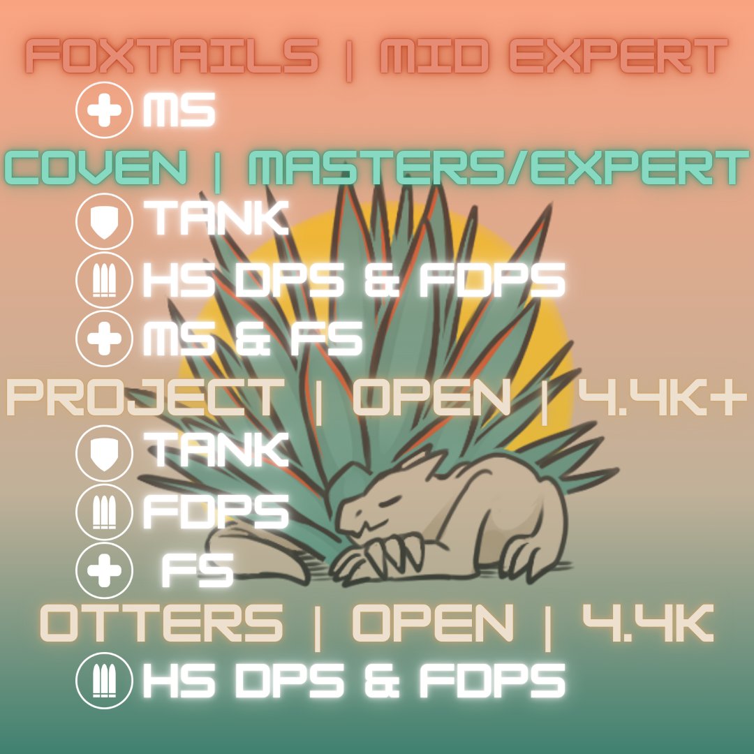 Agave Esports is recruiting, rebuilding &amp; looking to retial some positions for our teams!  

❗️ We are currently also looking for more coaching staff, primarily ACs, but HCs are welcome to reach out as well! Pay is negotiable.

DM CoffeeVulpe on Discord for quesitons or a trial!
