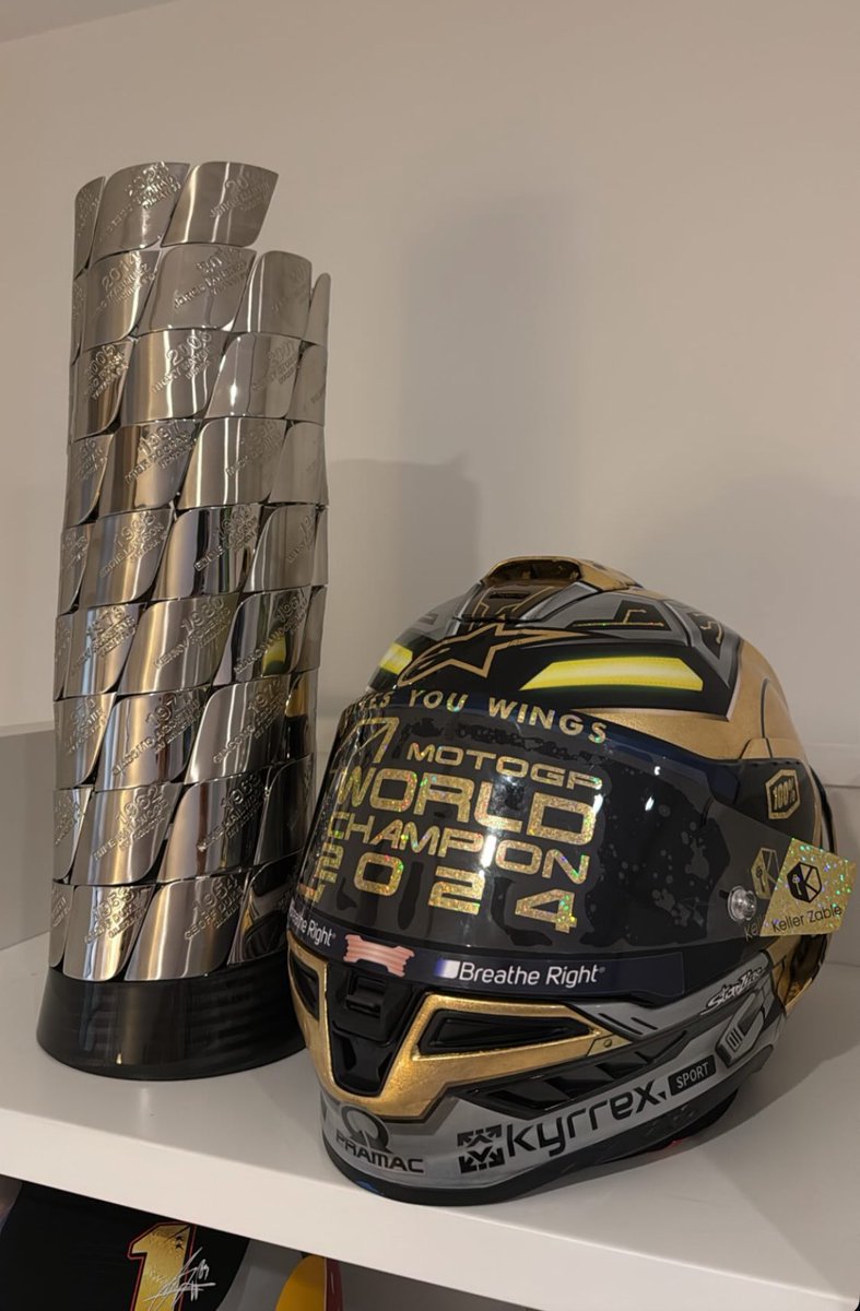 crash_motogp's tweet photo. The championship trophy &amp; helmet 🏆👑 @88jorgemartin 

#MotoGP https://t.co/za9uLSZXKa