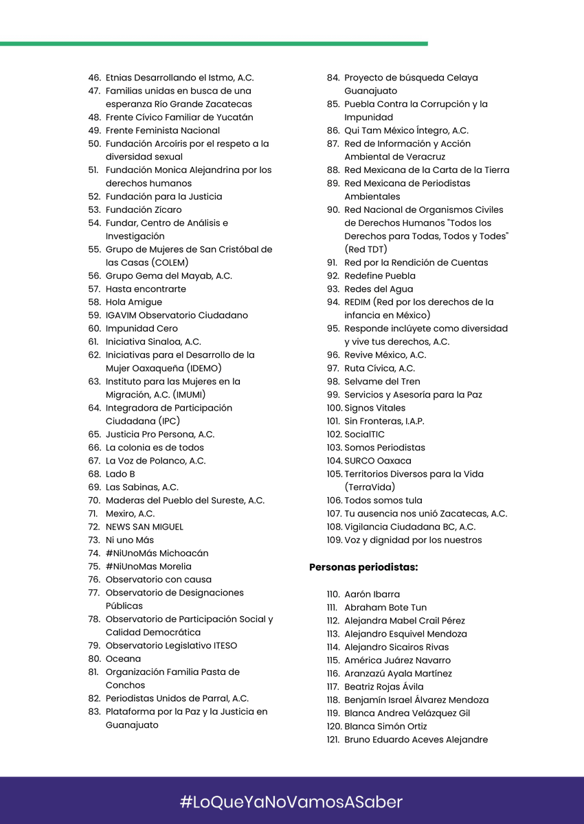 #LoQueYaNoVamosASaber | 🚨 2⃣6⃣4⃣ organizaciones y personas exigimos al <a href="/senadomexicano/">Senado de México</a> detener la reforma que pone en riesgo la transparencia y el derecho a saber de todxs con la eliminación del <a href="/INAImexico/">INAI</a> 👇🏾 

#SinCuotasNiCuates