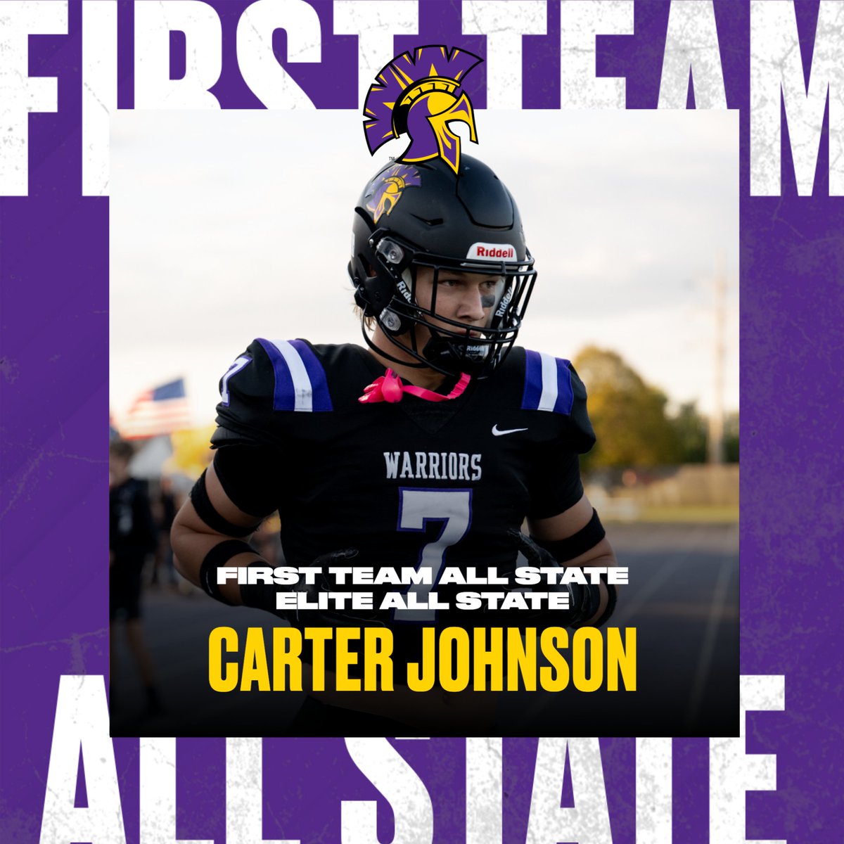 Congratulations to Carter Johnson on being selected IFCA 1st Team All-State and DM Register Elite All-State.
#GoWarriors