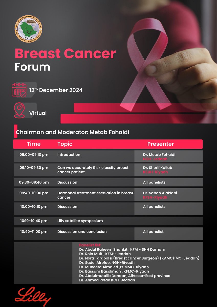 SSIM.KAU (@ssim_kau) on Twitter photo Breast Cancer Forum
12 December 2024
Virtual
For free registration zoom.us/webinar/regist…
<a href="/DallahHospitals/">مـسـتـشفيات دلـه - Dallah Hospitals</a> <a href="/AlmanaHospitals/">Almana Hospitals مستشفيات المانع</a> <a href="/DSFHospital/">مستشفى د. سليمان فقيه - جدة</a> <a href="/ayahospital1/">مستشفى آيه التخصصي | Aya Hospital</a> <a href="/Andalusiahj/">Andalusia Hospital - مستشفى أندلسية</a> <a href="/Faculty_Med_KAU/">كلية الطب</a> <a href="/KAUHospital/">الـمـسـتـشـفــى الـجـامـعــي</a> <a href="/Kau_elearning/">عمادة التعليم عن بعد</a> <a href="/KSAUHS_JD/">كلية الطب - جدة</a> <a href="/_PNU_KSA/">جامعة الأميرة نورة</a> Breast Cancer Forum
12 December 2024
Virtual
For free registration zoom.us/webinar/regist…
<a href="/DallahHospitals/">مـسـتـشفيات دلـه - Dallah Hospitals</a> <a href="/AlmanaHospitals/">Almana Hospitals مستشفيات المانع</a> <a href="/DSFHospital/">مستشفى د. سليمان فقيه - جدة</a> <a href="/ayahospital1/">مستشفى آيه التخصصي | Aya Hospital</a> <a href="/Andalusiahj/">Andalusia Hospital - مستشفى أندلسية</a> <a href="/Faculty_Med_KAU/">كلية الطب</a> <a href="/KAUHospital/">الـمـسـتـشـفــى الـجـامـعــي</a> <a href="/Kau_elearning/">عمادة التعليم عن بعد</a> <a href="/KSAUHS_JD/">كلية الطب - جدة</a> <a href="/_PNU_KSA/">جامعة الأميرة نورة</a>