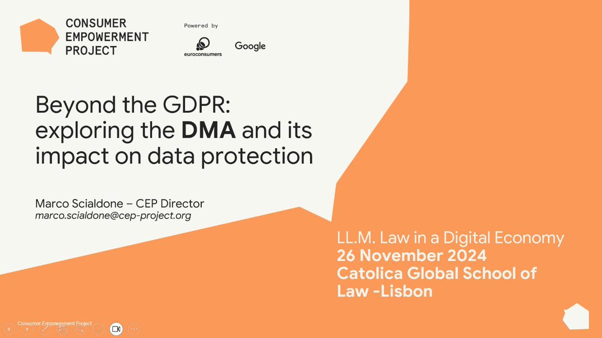 Marco Scialdone (@marcoscialdone) on Twitter photo Grateful for the opportunity to lecture at the LL.M. Law in a Digital Economy at <a href="/CatolicaGlobal/">Católica Global School of Law</a> about the intersection of the #DMA & #GDPR, with #Meta’s ‘less personalized’ offering as a key case study. Regulation shaping business in action!
Thank you, <a href="/G_De_Gregorio/">Giovanni De Gregorio</a>! Grateful for the opportunity to lecture at the LL.M. Law in a Digital Economy at <a href="/CatolicaGlobal/">Católica Global School of Law</a> about the intersection of the #DMA & #GDPR, with #Meta’s ‘less personalized’ offering as a key case study. Regulation shaping business in action!
Thank you, <a href="/G_De_Gregorio/">Giovanni De Gregorio</a>!