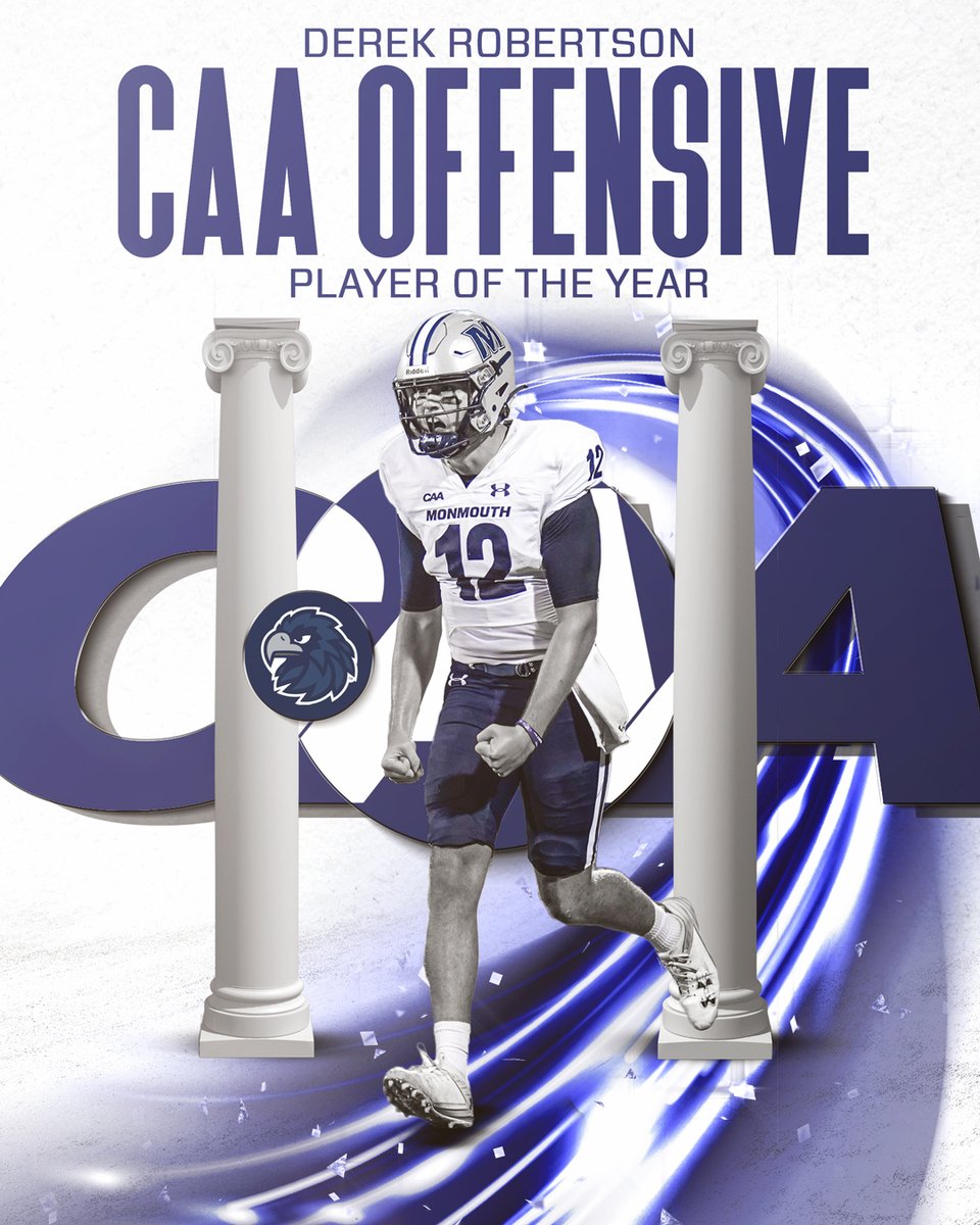 Monmouth Hawks (@monmouthhawks) on Twitter photo Was there any doubt?!
For the third straight season, a <a href="/MUHawksFB/">Monmouth Football</a> student-athlete has been named CAA Offensive Player of the Year!
#FlyHawks || <a href="/derekr1212/">Derek Robertson</a> Was there any doubt?!
For the third straight season, a <a href="/MUHawksFB/">Monmouth Football</a> student-athlete has been named CAA Offensive Player of the Year!
#FlyHawks || <a href="/derekr1212/">Derek Robertson</a>