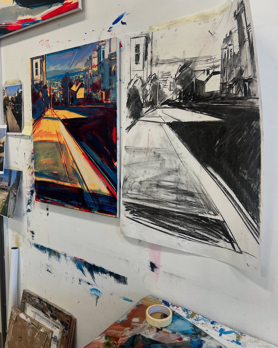 Studio snapshots- San Fran study on the go, with drawing material for reference 🇺🇸 🎨 🌉