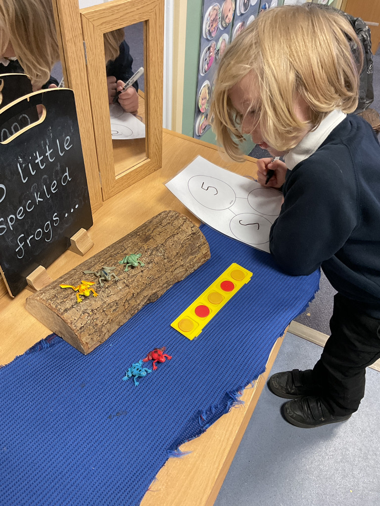 EYFSStMargaret1's tweet photo. 🎶 Five Little Speckled Frogs ... 🎶 helping us to recognise different compositions of the number 5 🐸 @WhiteRoseEd #eyfs #eyfsmaths #nurseryrhymes #numberrhymes #mathsprovision https://t.co/DwAHHtgVck