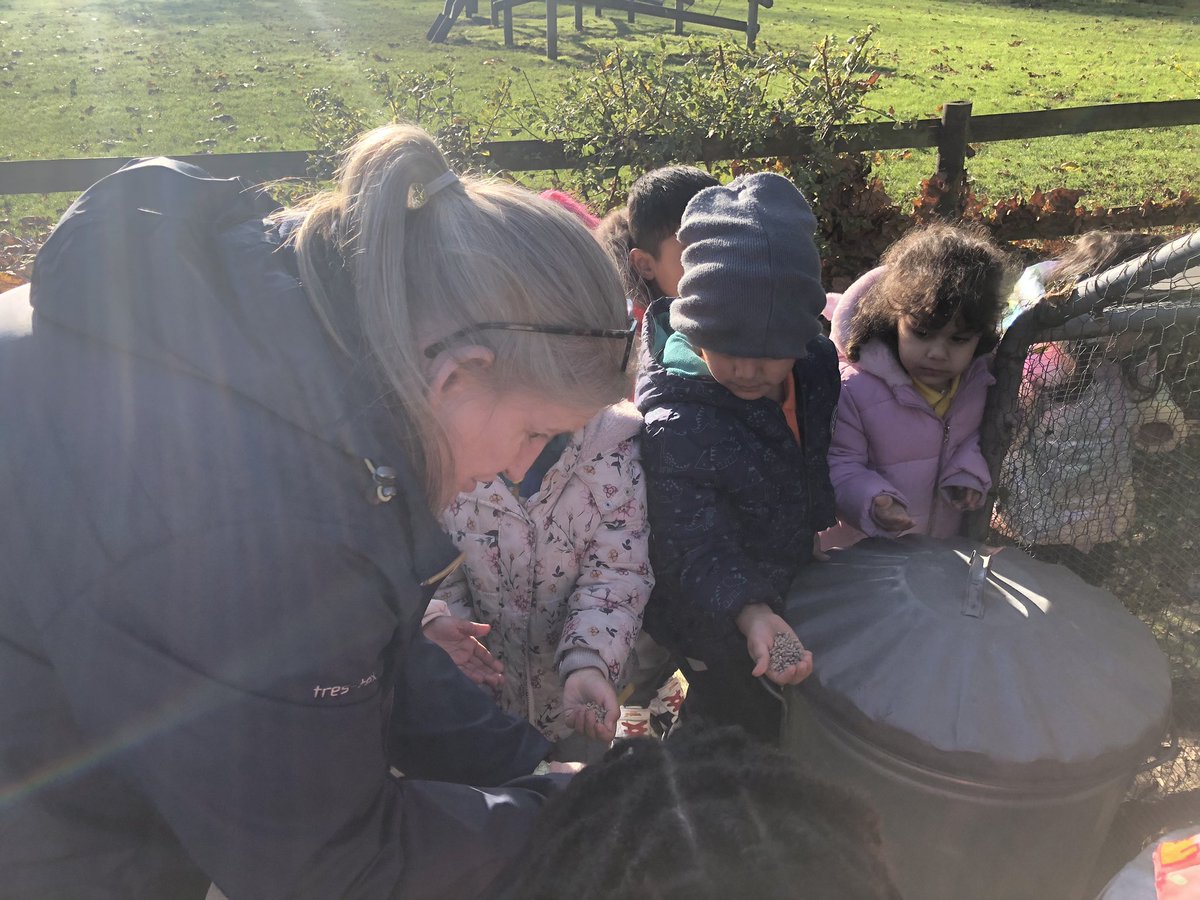 SamTVI1's tweet photo. This week we are learning about farm animals 🐓 . The children visited the chickens and gave them some food to eat. @AdamDobsonTVI @TVInfants https://t.co/XfyhmI082H