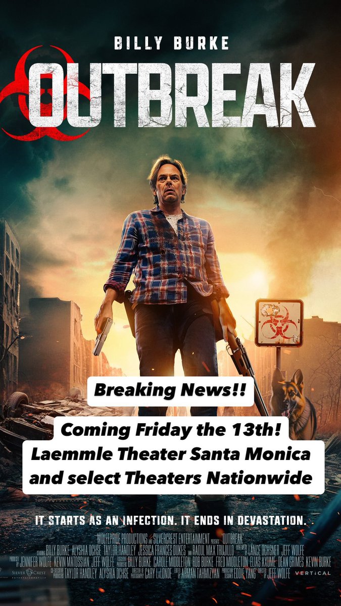 BillyBurkeFansU's tweet photo. 🎞️ NEWS | #Oubreak will be relesead in select theaters in the US on Friday, Dec. 13. It will also be available on pay per view. More details coming soon, stay tuned! #BillyBurke #Outbreak2024
📸 Instagram story by director Jeff Wolfe https://t.co/eeBE3FSGXo