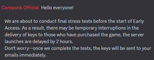 zyfodeus's tweet photo. Corepunk is getting delayed for 2 hours. https://t.co/jpdzOTZDyD