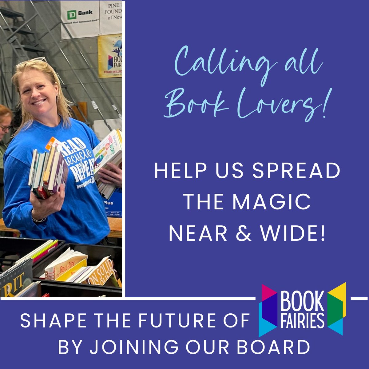 📚 Thanks to The Book Fairies, communities now have greater access to books and literacy resources. You can help lead this change by joining our board.
Apply here: docs.google.com/forms/d/1NYNqc…
#BookFairies  #BoardSearch2024 #Impact #Leadership #BooksMatter  #BooksChangeLives