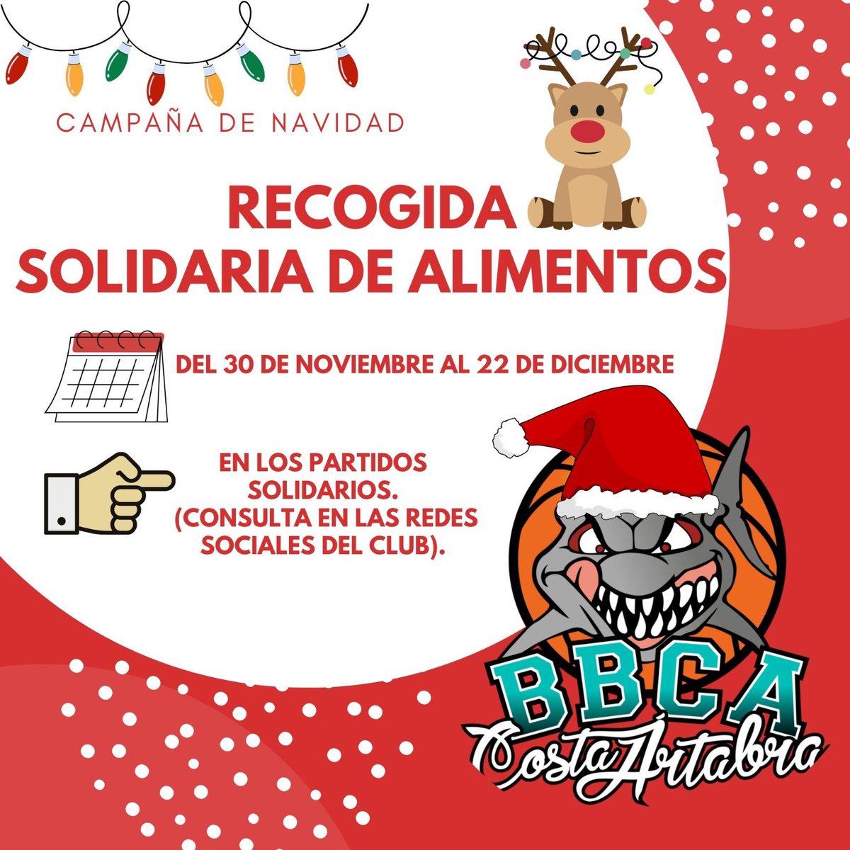 Desde el 30 de noviembre y hasta el próximo día 22 de diciembre podéis colaborar con la Campaña Solidaria de Recogida de Alimentos a favor de Cáritas 👇👇