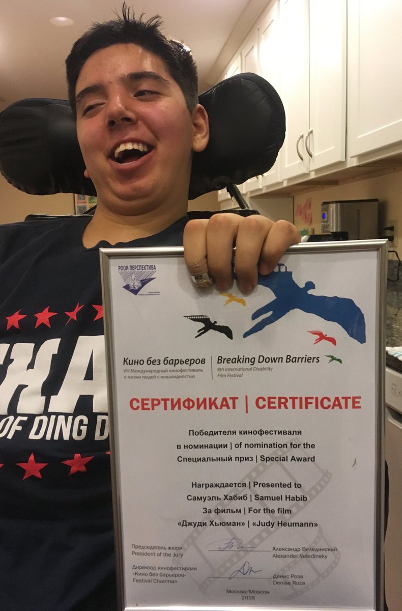 We won Breaking Down Barriers’ Special Jury Prize! 🏆 Breaking Down Barriers is an International Disability Film Festival based in Moscow, Russia. It was Samuel’s very first film festival back in 2016 with his short film about Judy Heumann. What a full circle moment for us!
