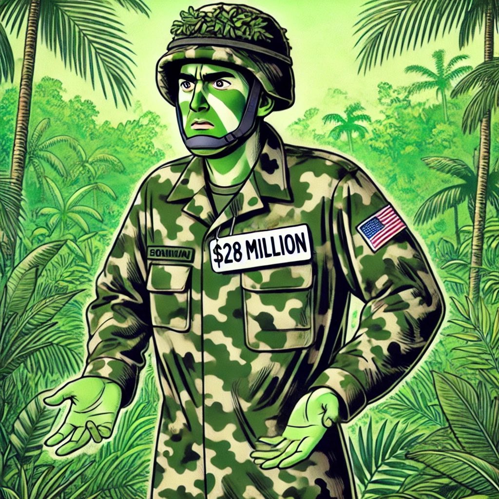 $28 million for camouflage that makes you stand out in the jungle? 🤦‍♂️ Taxpayer dollars doing their thing. Imagine if that was invested in $DOGE instead. 🚀 #GovernmentEfficiency #TaxpayerMoney #Crypto #DOGE #Innovation <a href="/elonmusk/">Elon Musk</a> <a href="/DOGE/">Department of Government Efficiency</a> <a href="/dogecoin/">Dogecoin</a>