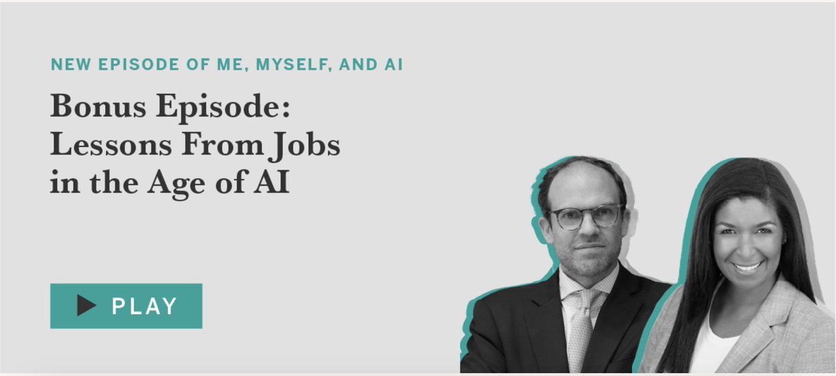 AI &amp; the future of work 🚀: In this Me, Myself, and AI bonus episode from <a href="/mitsmr/">MIT Sloan Management Review</a> and Sam <a href="/Ransbotham/">Sam Ransbotham</a>, experts <a href="/carlbfrey/">Carl Benedikt Frey</a>  &amp; Karin Kimbrough discuss AI's impact on jobs, skills &amp; labor. Recorded at Georgetown’s #AIinAction Conference series. Listen now: podcasts.apple.com/us/podcast/bon…