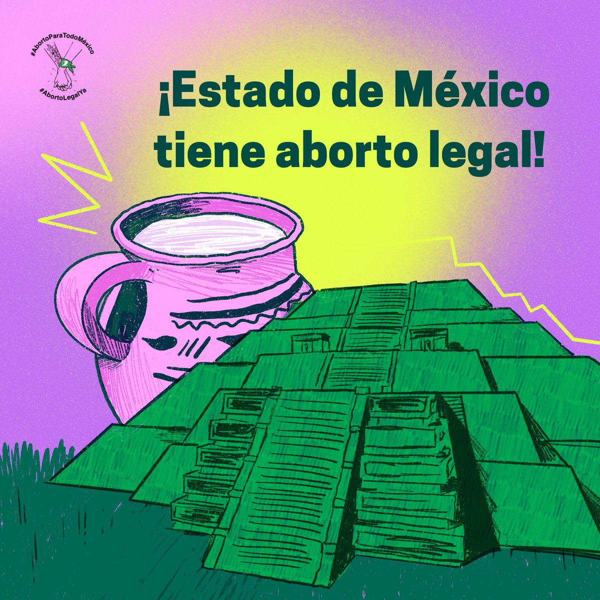 ¡En el Estado de México tenemos las pirámides de Teotihuacán, pulque y aborto legal! Todo el reconocimiento a activistas, colectivas y organizaciones que lucharon para lograrlo 💚💚💚 #MareaVerdeEdoMex