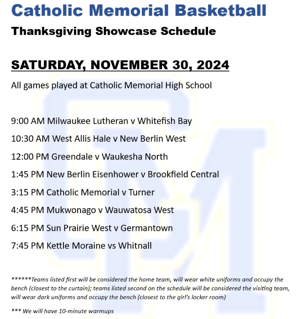 Looking forward to hosting the Boys Basketball Thanksgiving Showcase! Great matchups and must see games! <a href="/WisBBYearbook/">Mark Miller</a> <a href="/GreendaleHoops/">Panther Basketball</a> <a href="/BC_Hoops/">BCHoops</a> <a href="/NBW_hoops/">New Berlin West Bball</a> <a href="/MukBasketball/">MukwonagoBasketball</a> <a href="/TosaWestHoops/">Tosa West Boys Basketball</a> <a href="/GTownBBB/">Germantown Boys Basketball</a> <a href="/KMLasersbball/">KM Lasers Basketball</a> <a href="/whitnallbball/">Whitnall Basketball</a> <a href="/Hale_Hoops/">Hale Basketball</a> <a href="/IKEBoysHoops/">IKE Boys Hoops</a> <a href="/SPWWolves/">Sun Prairie West Wolves</a> <a href="/WaukeshaNorth1/">Waukesha North HS</a>