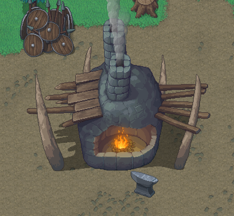Some orc tileset progress. Forge. #pixelart #gamedev #rpgmaker #indiedev