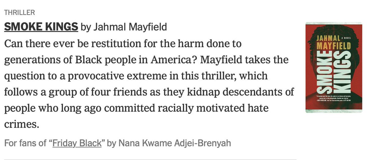 SMOKE KINGS named a '100 Notable Books of 2024' by <a href="/nytimes/">The New York Times</a>. Well done <a href="/jahmal_mayfield/">Jahmal Mayfield</a> !! Congratulations to all the incredible authors on this esteemed list!
