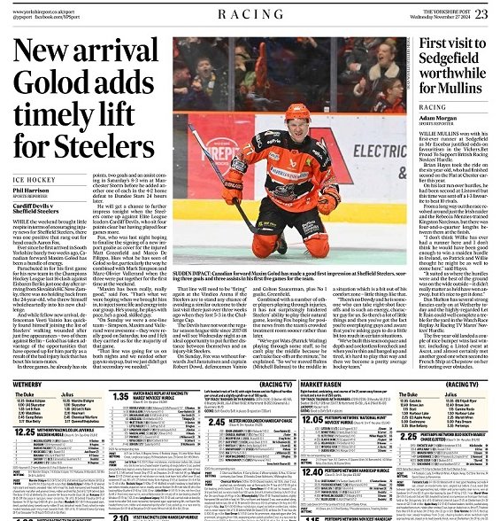 Phil Harrison (@pharrisonypn) on Twitter photo PREVIEW
Reasons for <a href="/steelershockey/">TriggerHub Sheffield Steelers</a> to be cheerful ahead of tomorrow's <a href="/officialEIHL/">Elite Ice Hockey League | #EIHL</a> clash with leaders <a href="/cardiffdevils/">Cardiff Devils</a>
Read online ⬇️ yorkshirepost.co.uk/sport/other-sp…
Or in tomorrow's <a href="/yorkshirepost/">The Yorkshire Post</a> ⬇️ PREVIEW
Reasons for <a href="/steelershockey/">TriggerHub Sheffield Steelers</a> to be cheerful ahead of tomorrow's <a href="/officialEIHL/">Elite Ice Hockey League | #EIHL</a> clash with leaders <a href="/cardiffdevils/">Cardiff Devils</a>
Read online ⬇️ yorkshirepost.co.uk/sport/other-sp…
Or in tomorrow's <a href="/yorkshirepost/">The Yorkshire Post</a> ⬇️