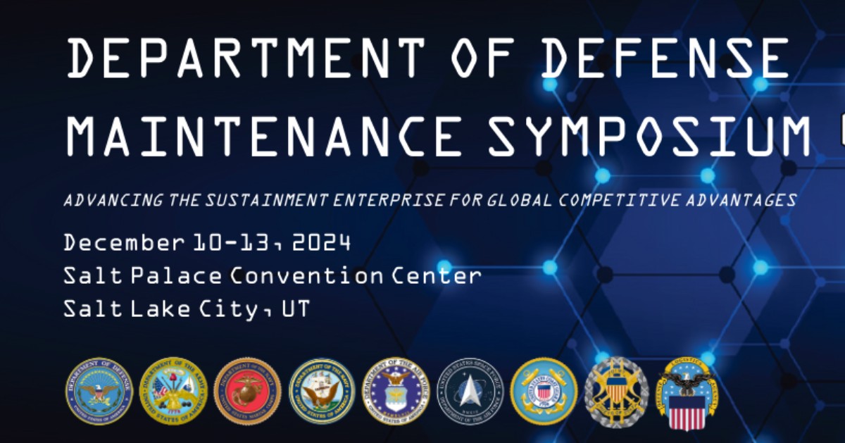 I'll be in Salt Lake City next month for the Department of Defense Maintenance Symposium, happening from December 10–13!

More info: ow.ly/WW0z50U6CvL