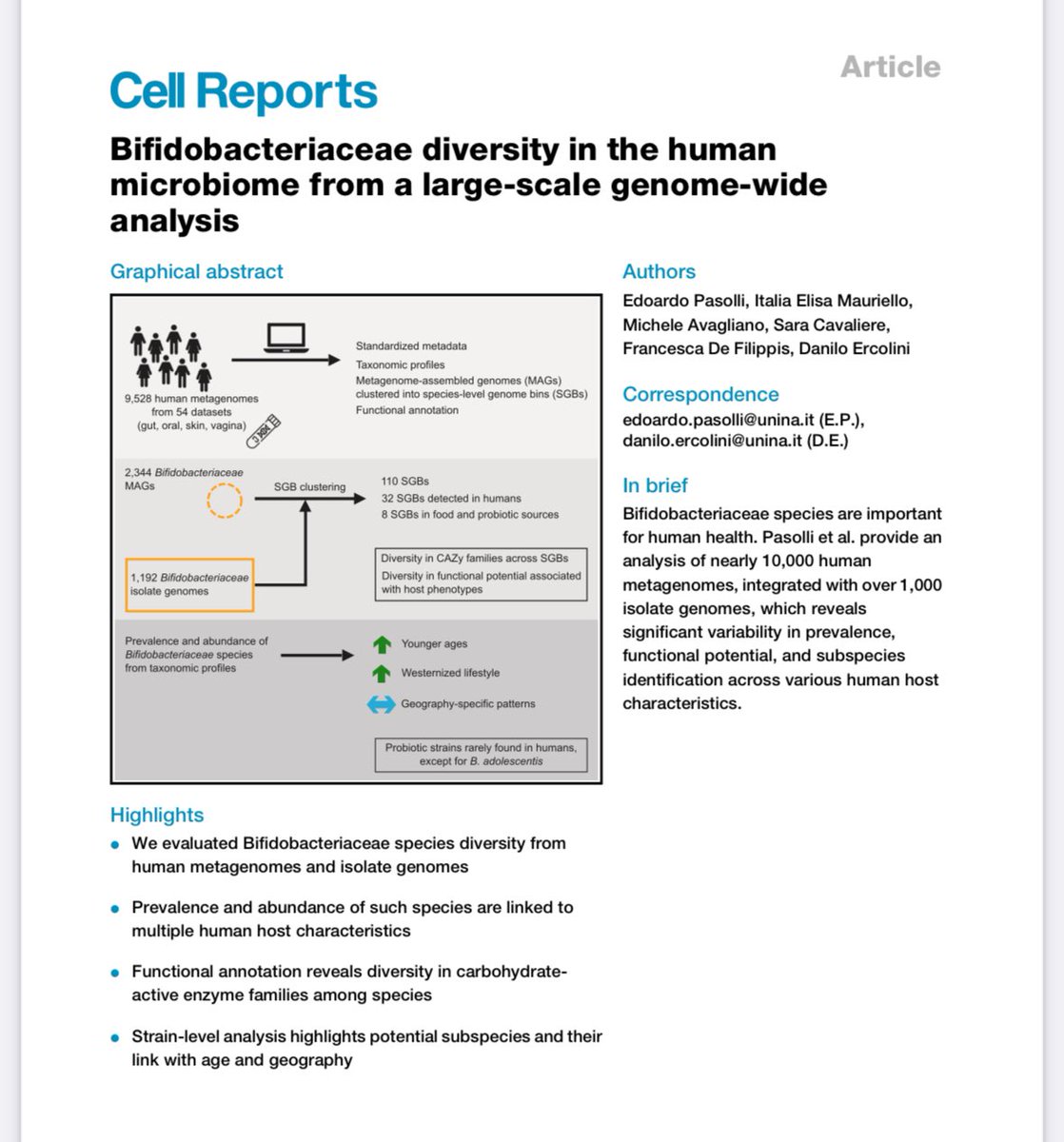 Danilo Ercolini (@daniloercolini) on Twitter photo Diversity and functions of the Bifidobacteriaceae in the human gut and their possible link with probiotic preparations. Published today in <a href="/CellReports/">Cell Reports</a> great job <a href="/epasolli/">Edoardo Pasolli</a> Diversity and functions of the Bifidobacteriaceae in the human gut and their possible link with probiotic preparations. Published today in <a href="/CellReports/">Cell Reports</a> great job <a href="/epasolli/">Edoardo Pasolli</a>