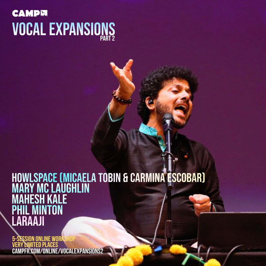 Singers &amp; vocal artists, don't miss this! Vocal Expansions with @MaheshMKale, Howlspace (<a href="/micaela__tobin/">WHITE BOY SCREAM</a>  &amp; Carmina Escobar), <a href="/edwardlgordon/">LARAAJI</a> aka Laraaji, Phil Minton &amp; Mary Mc Laughlin 💥 Starts on Sunday campfr.com/online/vocalex…

#singing #vocals #musicworkshop #singingworkshop