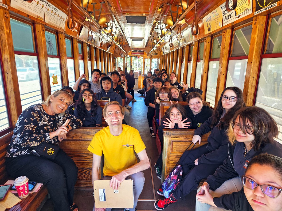 All aboard for a 🚋 journey through history! We recently hosted students from Sgt. Smith Middle School on a streetcar tour, where they learned about the rich heritage of #YborCity and the role the historic streetcars played in shaping our community.